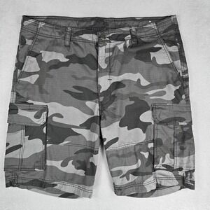 CSG Cargo Shorts Mens 40 Gray Camo 11 Inch Inseam Army Pockets Summer Casual